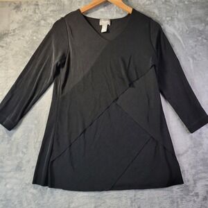 Travelers by Chicos Womens 0‎ US S Black Asymmetrical Layered Longline Tunic Top